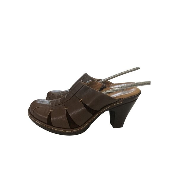 Sofft Women's  Size 9.5M Brown Leather Block Heel Mules clogs shoes - Picture 2 of 7